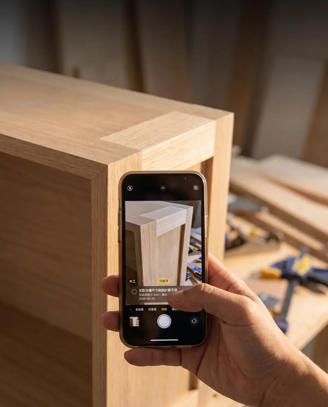 Photographing cabinet work with a phone
